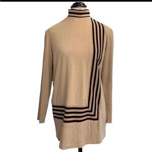Lew‎ Magram stretchy quintessential 70's tunic top tan size medium